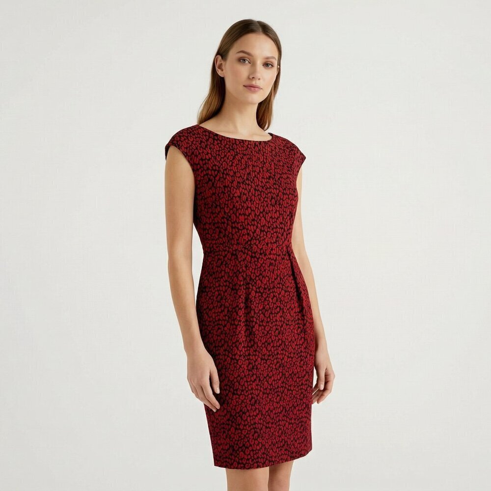 Calvin Klein Women’s Red & Black Animal Print Sheath Dress